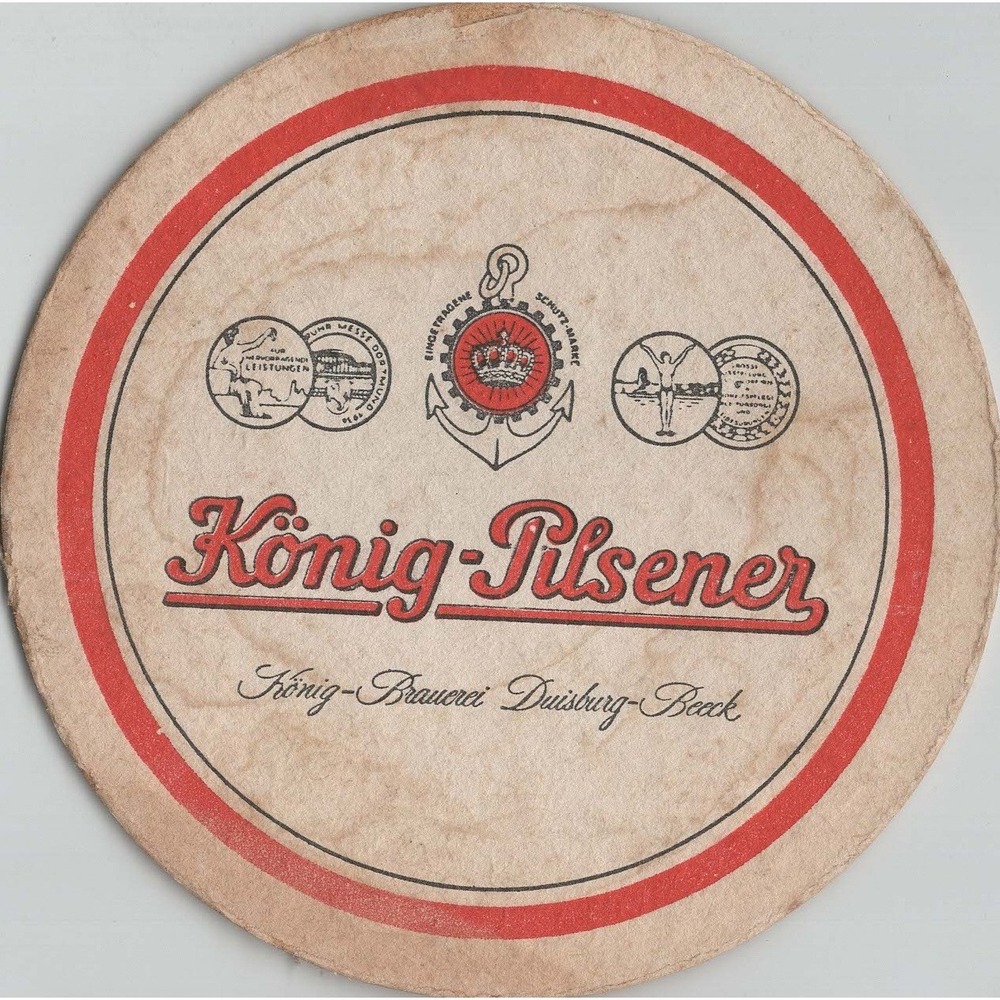 Vintage Konig Pilsener Beer Coaster Konig Brauerei Duisburg Beeck German Barware - Picture 2 of 2